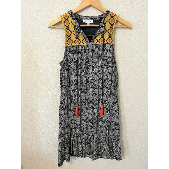 Thml Dresses | Thml Tank Top Dress Blue Embroidered Tassel Halter Lined Tunic Size Small | Color: Blue | Size: S | Lorenbvilla's Closet